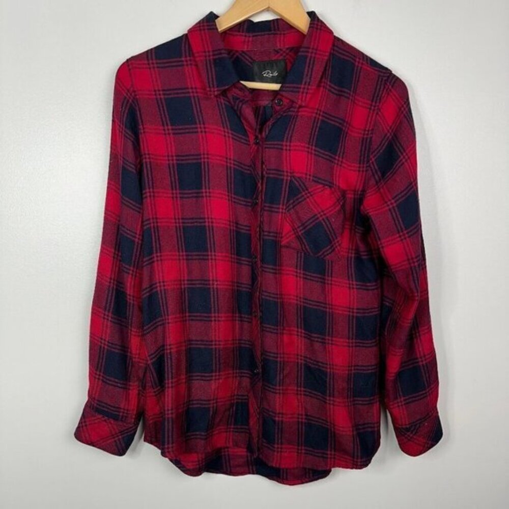 Rails Hunter Button Down Bloe Top Shirt Midnight Garnet Small